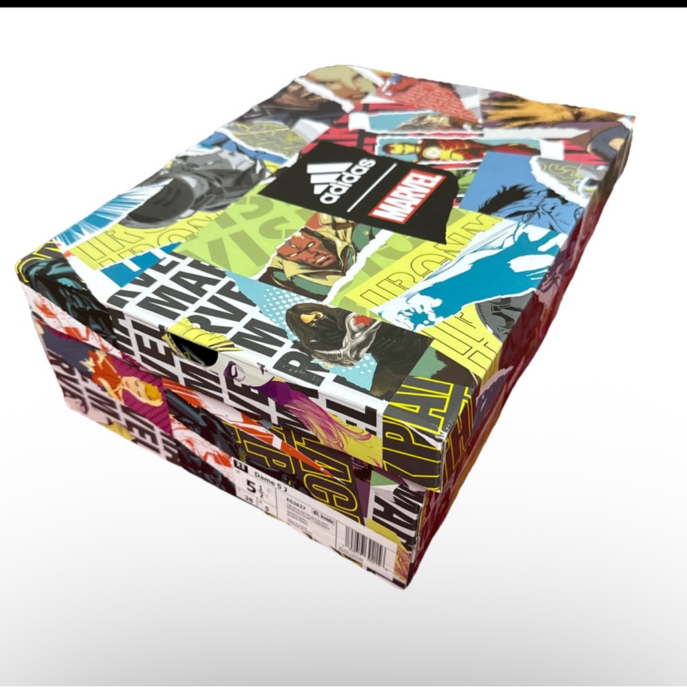 Adidas Marvel Multicolor Empty Shoe Replacement Box 12.5”X10”X4.75”Tissue Paper